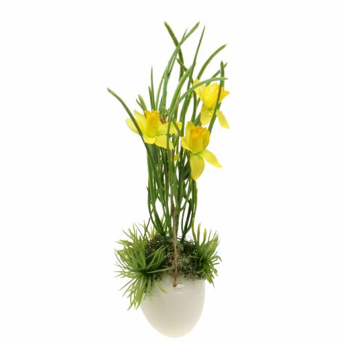 Floristik24 Narciso na casca do ovo para pendurar Artificial amarelo 25cm