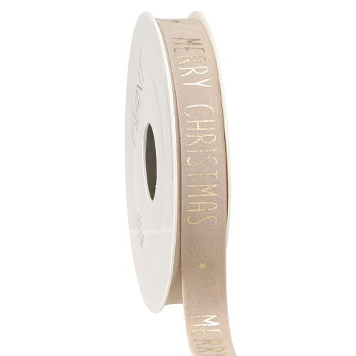 Floristik24 Fita de Natal de veludo natural com &#39;Feliz Natal&#39; em ouro de largura 15mm comprimento 5m