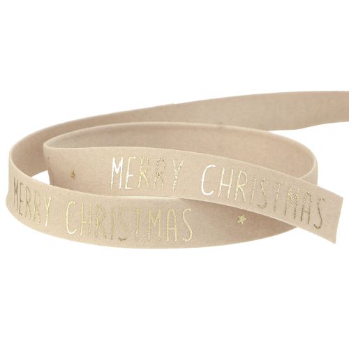 Floristik24 Fita de Natal de veludo natural com &#39;Feliz Natal&#39; em ouro de largura 15mm comprimento 5m