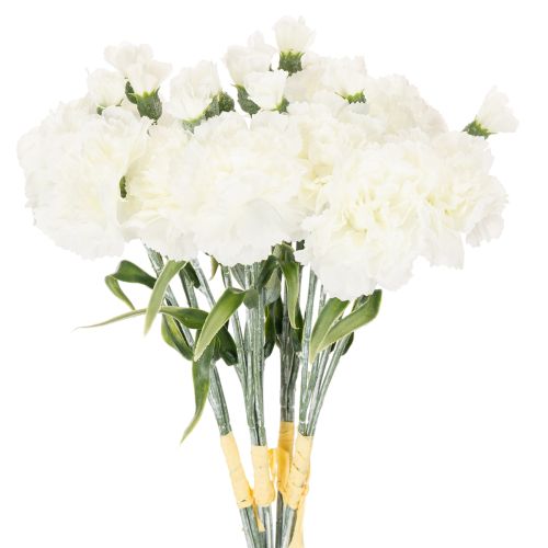 Buquê de cravos artificiais, flores artificiais brancas, decoração, 4 ramos.