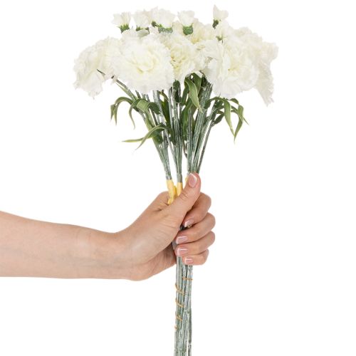 Buquê de cravos artificiais, flores artificiais brancas, decoração, 4 ramos. | Floristik24.pt
