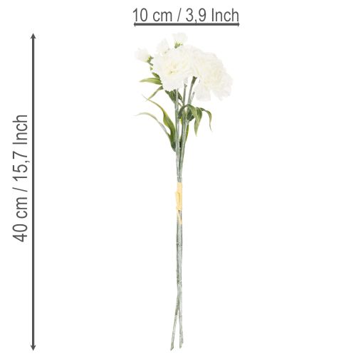 Buquê de cravos artificiais, flores artificiais brancas, decoração, 4 ramos. | Floristik24.pt