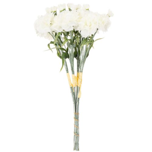 Buquê de cravos artificiais, flores artificiais brancas, decoração, 4 ramos. | Floristik24.pt
