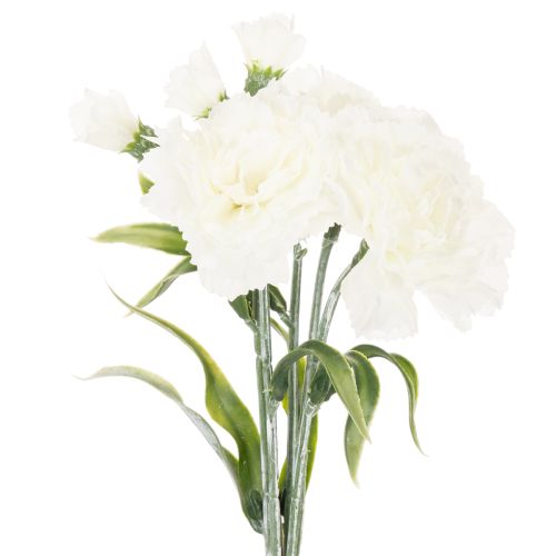Buquê de cravos artificiais, flores artificiais brancas, decoração, 4 ramos. | Floristik24.pt