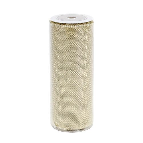 Floristik24 Rede tecido dourado com glitter 15cm 5m