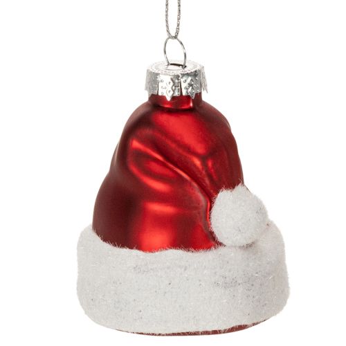 Enfeite de Natal com chapéu de Papai Noel de vidro, 8 cm, 6 peças comprar | Floristik24.pt