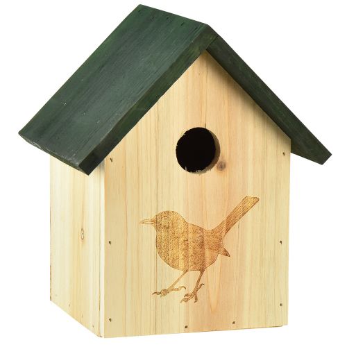Caixa de nidificação casa de pássaro chapim azul madeira verde natural Alt.20,5cm
