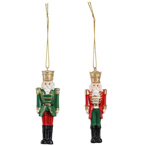 Itens Pingente de Natal quebra-nozes vermelho verde dourado Alt.10cm 4 unidades