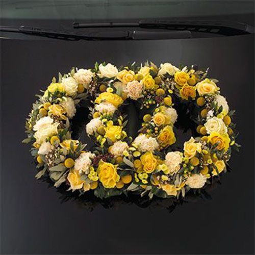 Itens Arranjo de carro de espuma floral anel duplo 55×39cm Alt.6cm 1 peça