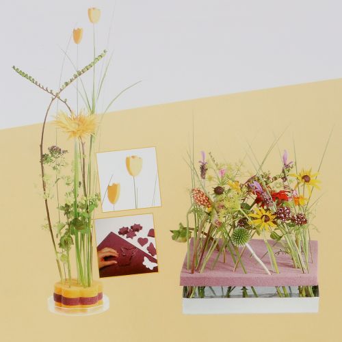 Painéis de design de espuma floral plug-in tamanho amarelo 34,5 cm × 34,5 cm 3 unidades