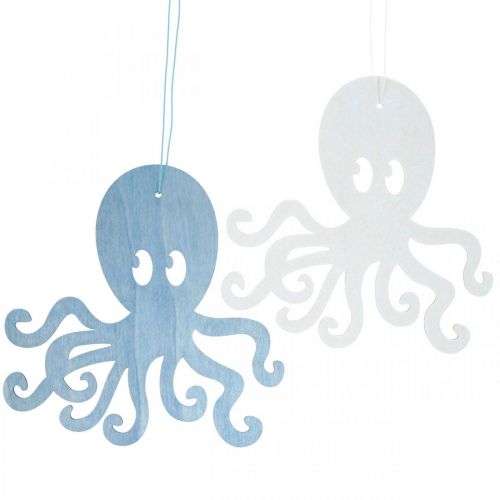 Polvo para pendurar polvo azul e branco em madeira decoração marítima de verão 8 un