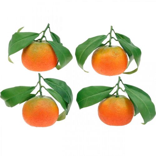 Floristik24 Frutas decorativas, laranjas com folhas, frutas artificiais Alt.9cm Ø6.5cm 4pcs