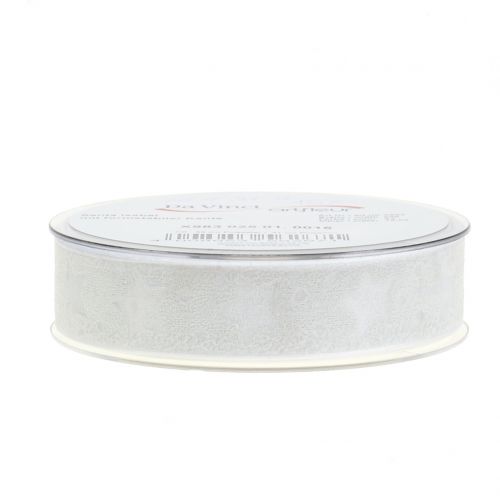 Fita de organza com motivo estrela branco 25mm 15m | Floristik24.pt