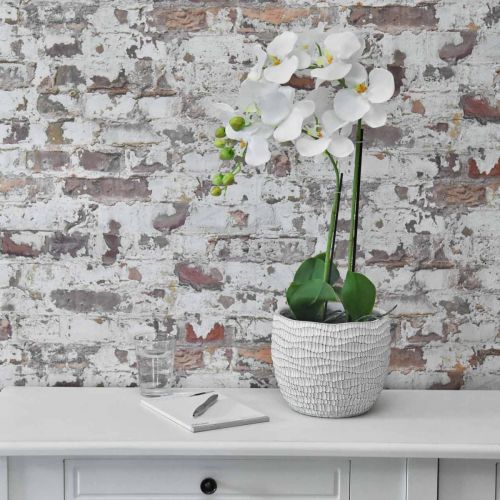 Itens Vaso de flores de concreto branco vintage favo de mel branco H17,5cm Ø18,5cm