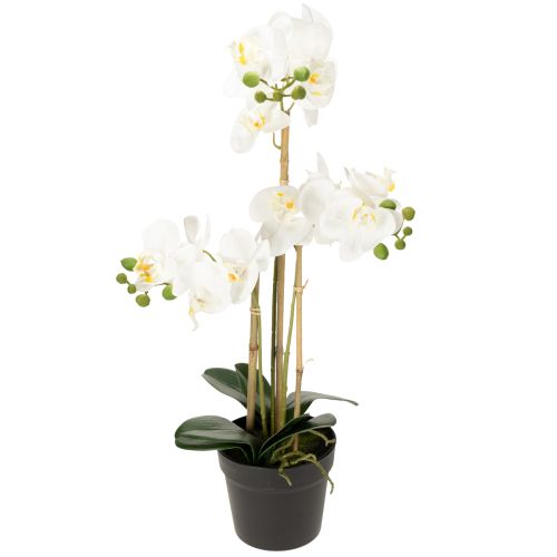 Orquídea artificial em vaso para um ambiente harmonioso, branca, 60cm