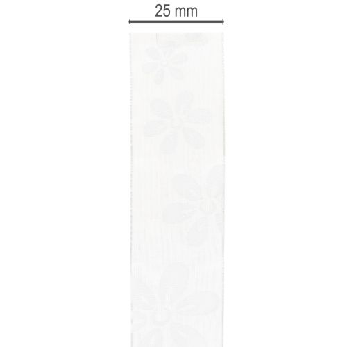 Itens Fita de organza floral, fita para presentes, verde, 25 mm, 18 m