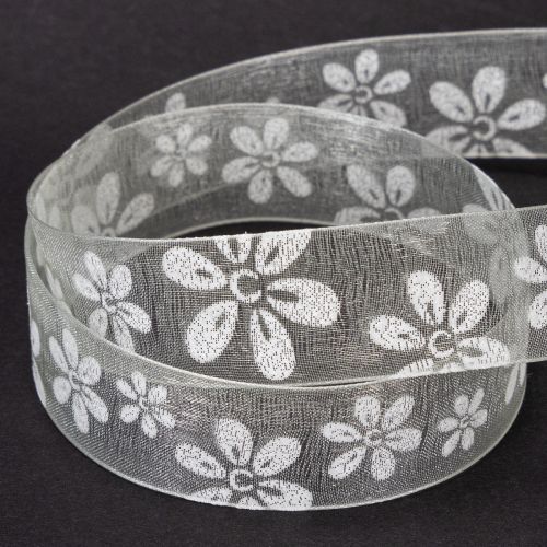 Itens Fita de organza floral, fita para presentes, verde, 25 mm, 18 m