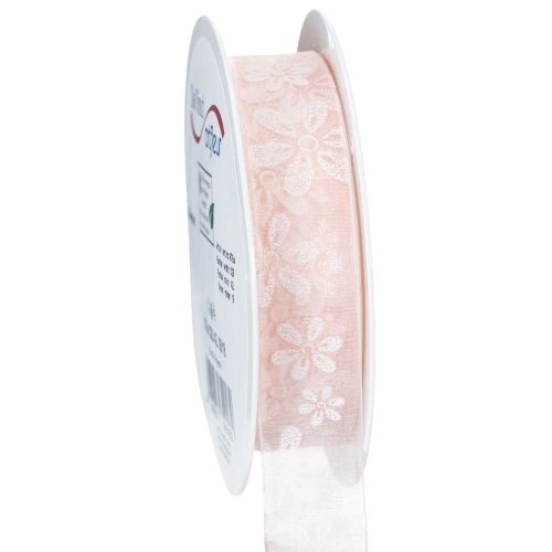 Floristik24 Fita de organza, fita floral para presentes, rosa, 25 mm, 18 m