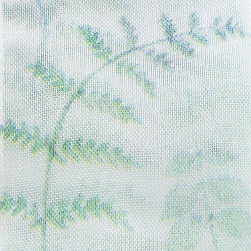 Itens Fita de organza, fita de chiffon, ramos com folhas, verde, 40 mm, 15 m