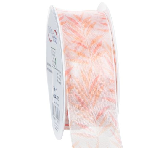 Floristik24 Fita de organza, fita de chiffon, laranja-floresta, 40mm, 15m