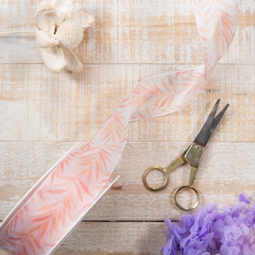 Itens Fita de organza, fita de chiffon, laranja-floresta, 40mm, 15m