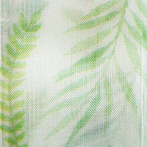 Itens Fita de organza, fita de chiffon, verde com gavinhas de folhas, 40 mm de largura, 15 m de comprimento.