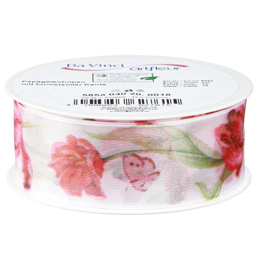 Itens Fita de organza fita de chiffon papagaio tulipas vermelhas 40mm 18m
