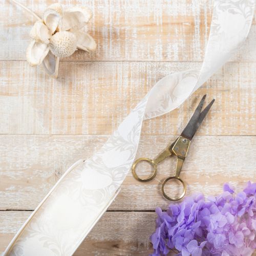 Itens Fita de organza, creme, fita decorativa com corações, 40 mm de largura, 15 m de comprimento.