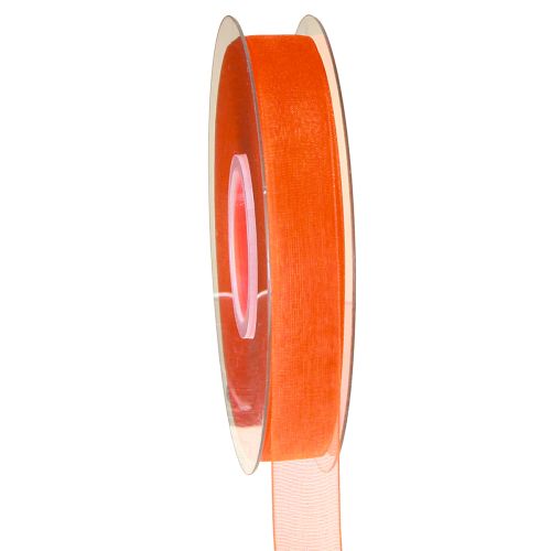 Floristik24 Fita de organza fita de presente fita laranja ourela 15mm 50m