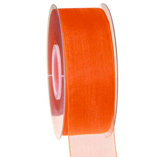 Floristik24 Fita de organza fita de presente fita laranja ourela 40mm 50m