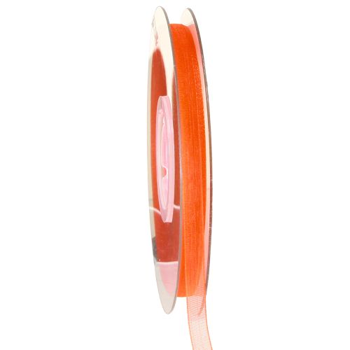 Floristik24 Fita de organza fita de presente fita laranja ourela 6mm 50m