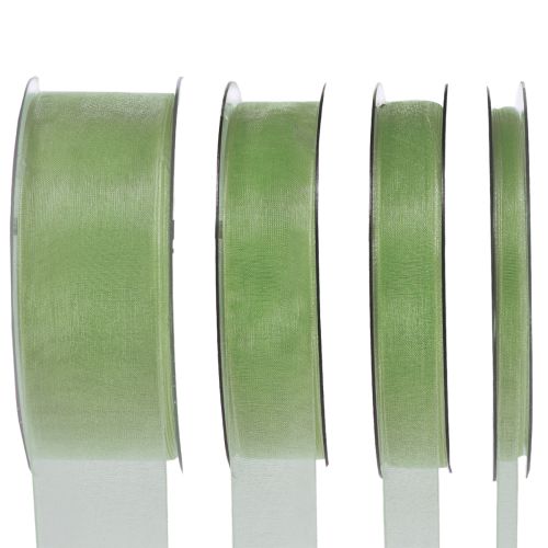 Fita de presente de organza com orla verde limão 50m
