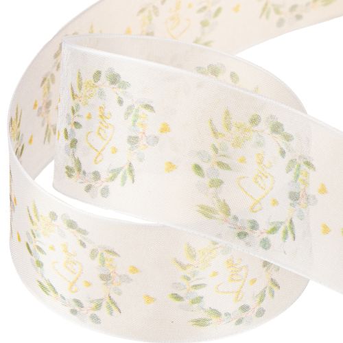 Itens Fita de organza para decoração de casamento “Love” branca 40mm 15m