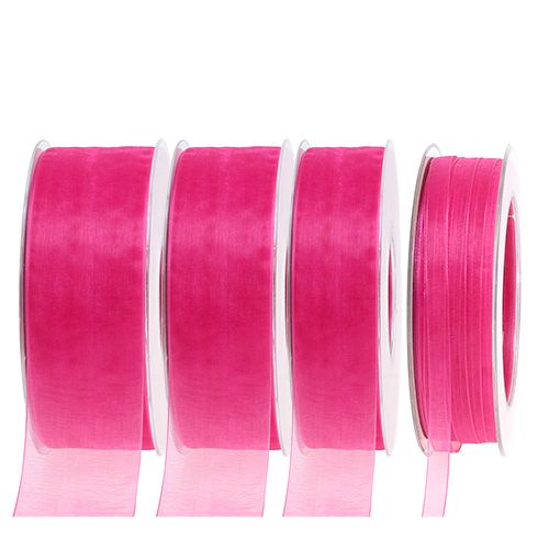 Itens Fita de organza com ourela 50m rosa