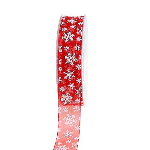 Floristik24 Fita de organza natal vermelha 25mm 20m