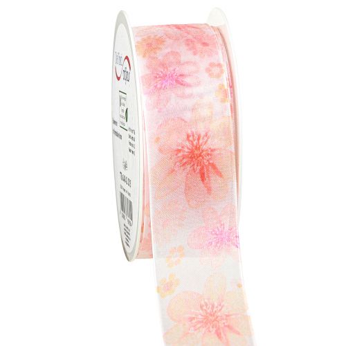 Itens Fita de organza com flores fita para presente damasco 40mm 15m