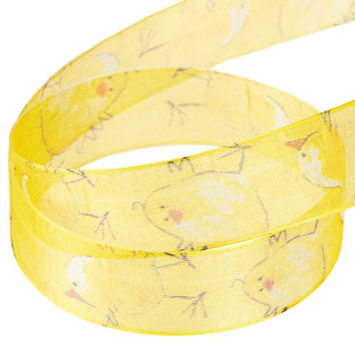 Itens Fita de organza com fita para presente de pintinho amarela 25mm 20m