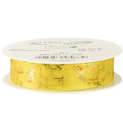Itens Fita de organza com fita para presente de pintinho amarela 25mm 20m