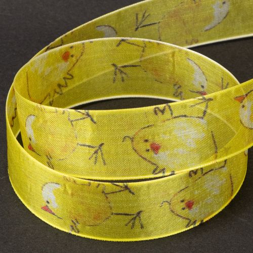 Itens Fita de organza com fita para presente de pintinho amarela 25mm 20m