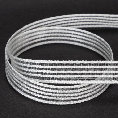 Itens Fita de organza listrada, fita para presentes, branca, 15 mm, 20 m