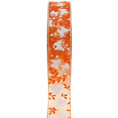 Fita de organza borboletas 25mm fita decorativa laranja fita para presente 20m