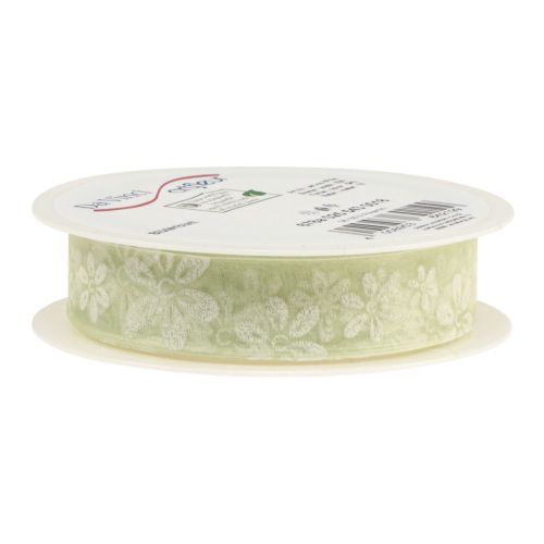 Itens Fita de organza flores fita para presente verde 25mm 18m