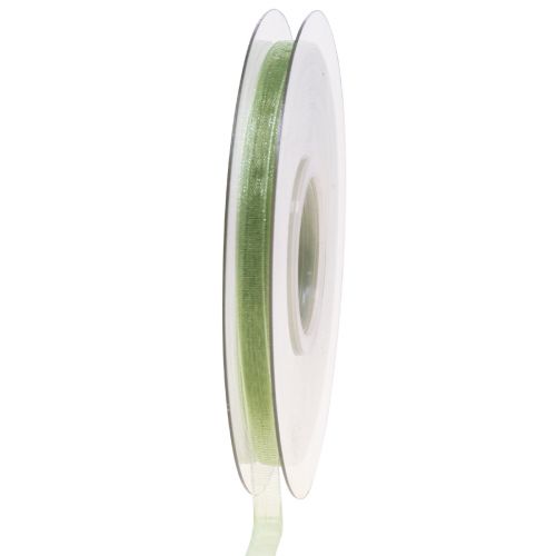 Floristik24 Fita de organza fita de presente verde ourela verde limão 6mm 50m