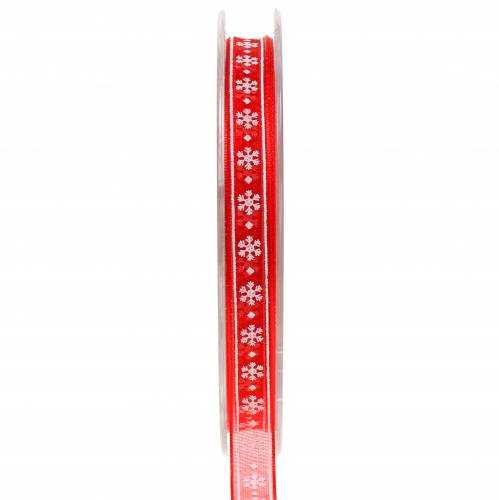 Floristik24 Fita de organza floco de neve vermelho 10mm 20m