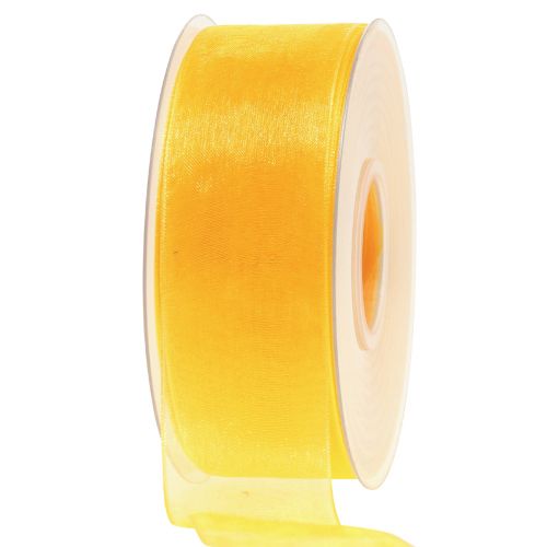Fita de organza fita de presente fita amarela ourela 40mm 50m