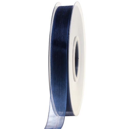 Floristik24 Fita de organza fita de presente fita azul escuro ourela azul 15mm 50m