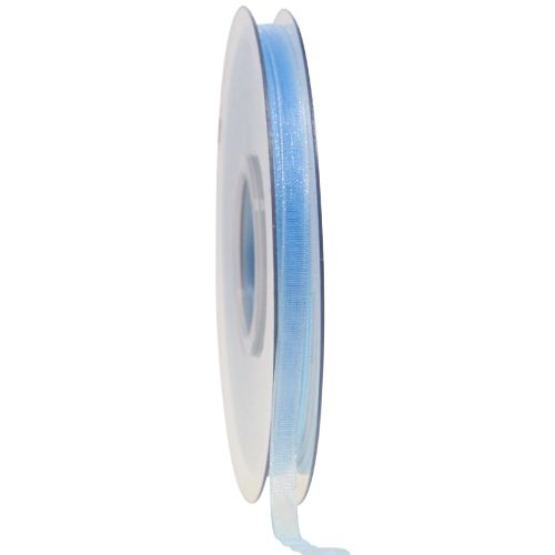 Floristik24 Fita de organza fita de presente fita azul claro ourela azul 6mm 50m