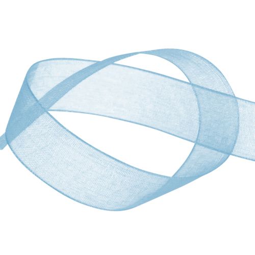 Floristik24 Fita de organza fita de presente fita azul claro ourela azul 6mm 50m