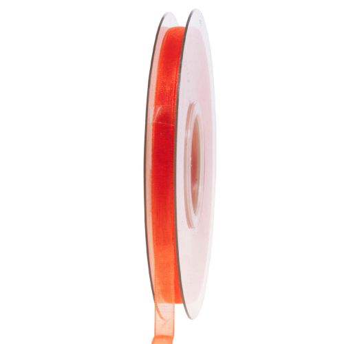 Floristik24 Fita de organza fita de presente fita laranja ourela 6mm 50m