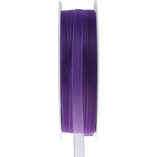 Fita de organza com ourela, fita de seda, fita decorativa roxa 7mm 50m